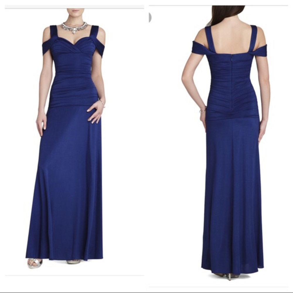 Bcbg Maxazeria Nathalie Blue Draped Evening Gown